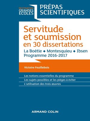 cover image of Servitude et Soumission en 30 dissertations--Prépas scientifiques 2016-2017